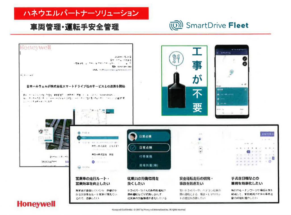 ハネウェルパートナーソリューション 車両管理・運転手安全管理　SmartDDrive Fleet